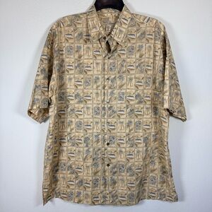 Tori Richard Honolulu Men's L Hawaiian Palm Golf Tropical Button Down Shirt